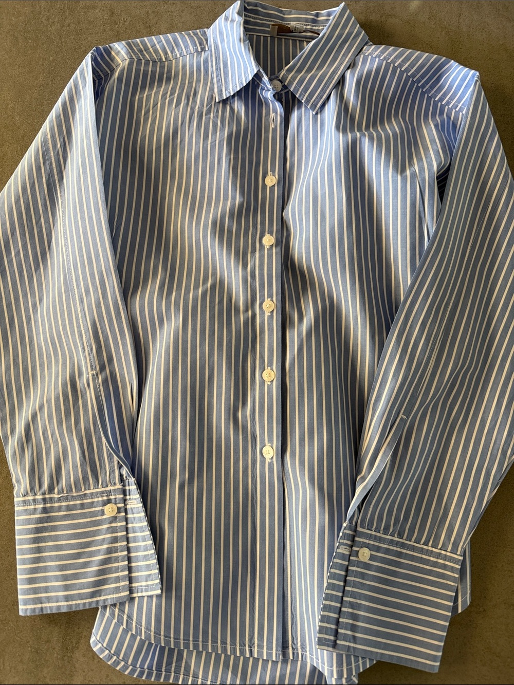 LOFT Striped Poplin Cutout Back Tunic Shirt - Picture 4 of 9